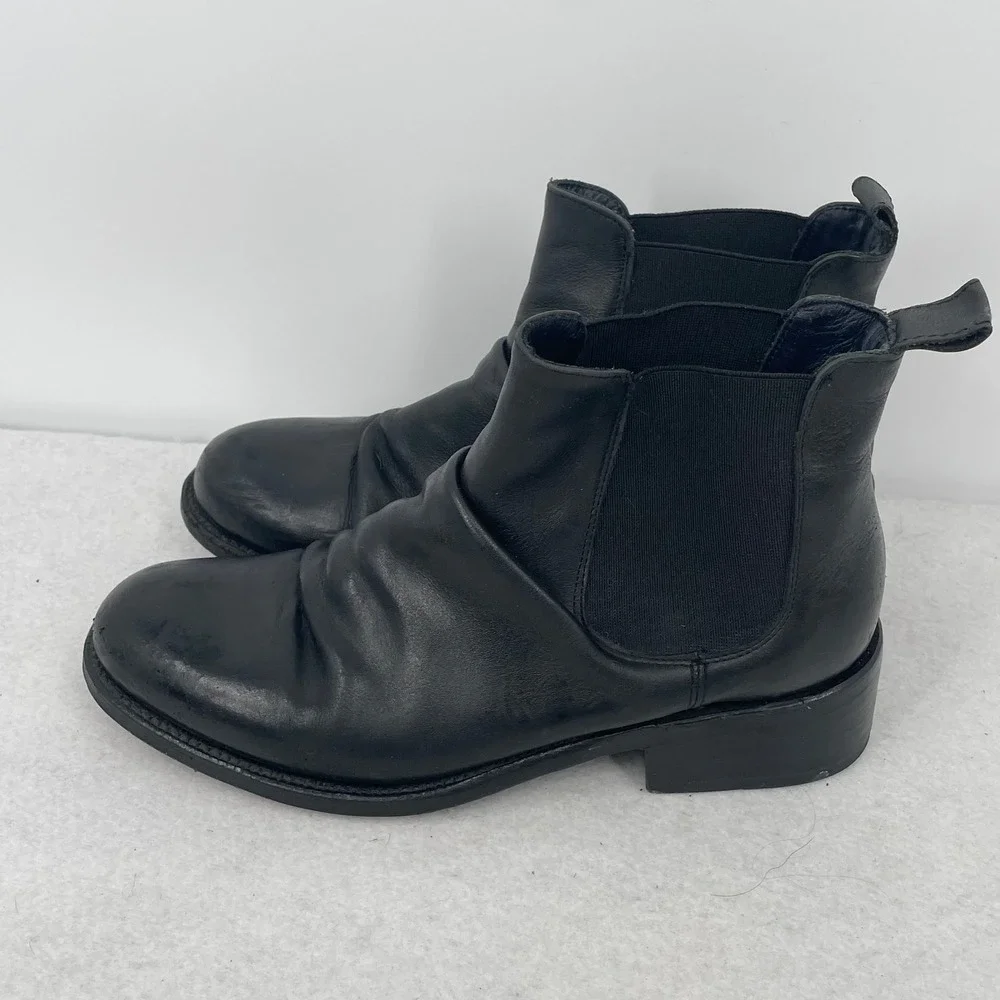 DW Goodyear Black Leather Chelsea Boots Welt Vero Cuoio Women Size 8 - Picture 3 of 10